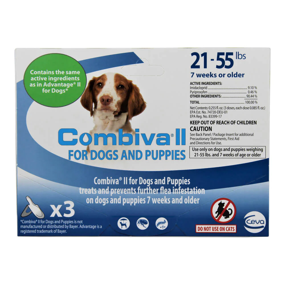 Combiva II for Dogs & Puppies, 21-55 lbs, 3 ct - Pet's Shop
