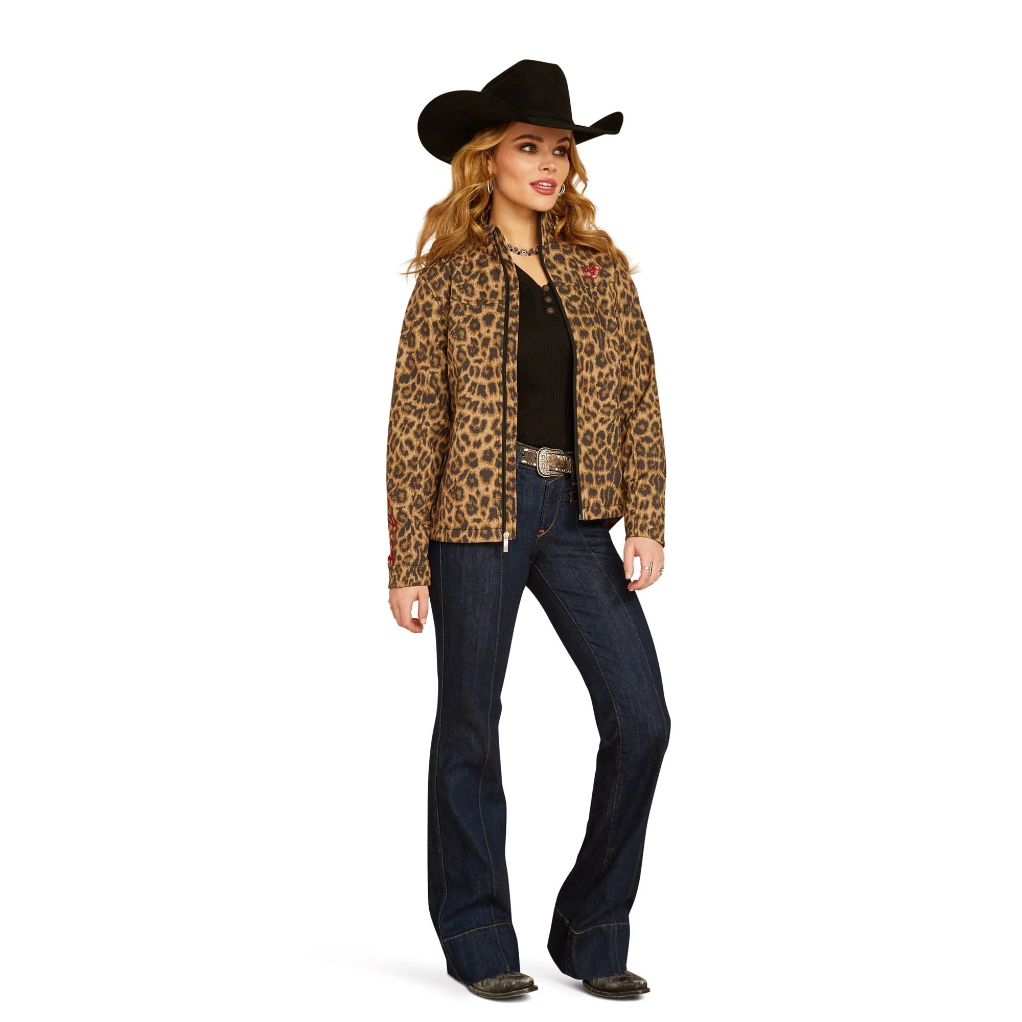 Ariat Women's Team Softshell Print Jacket, Lila Leopard - Pet's Shop