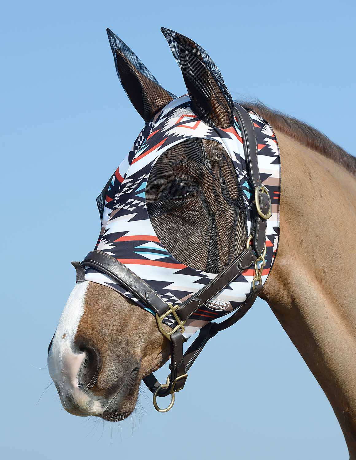 Weatherbeeta Stretch Bug Eye Saver Horse Fly Mask with Ears, Diamond Navajo - Pet's Shop