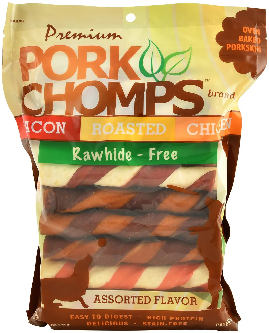 Large Pork Chomps Twists, Variety Pack, 24 ct - Pet's Shop