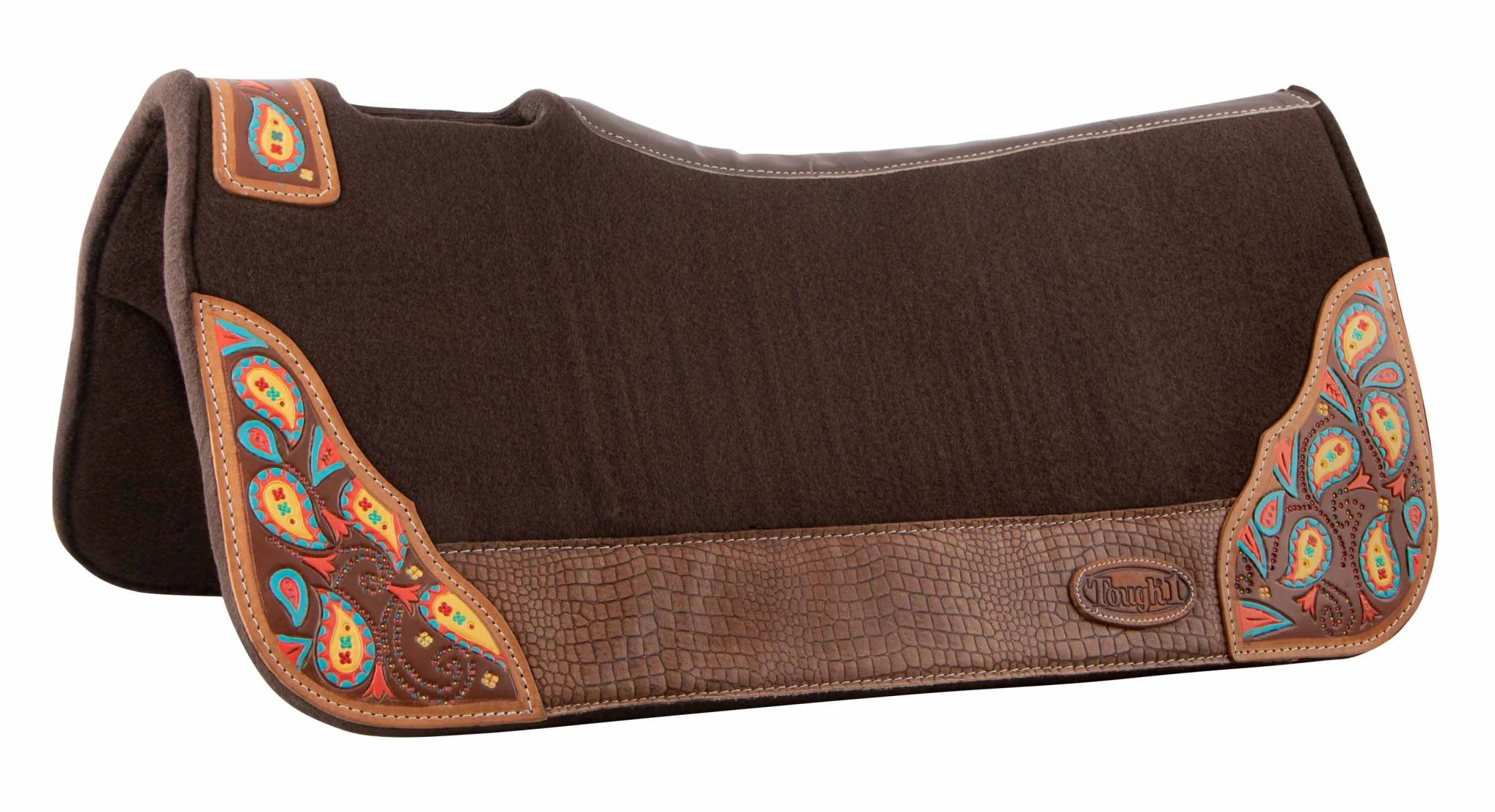 Tough1 Hand Painted Paisley Contoured Felt Saddle Pad - Pet's Shop