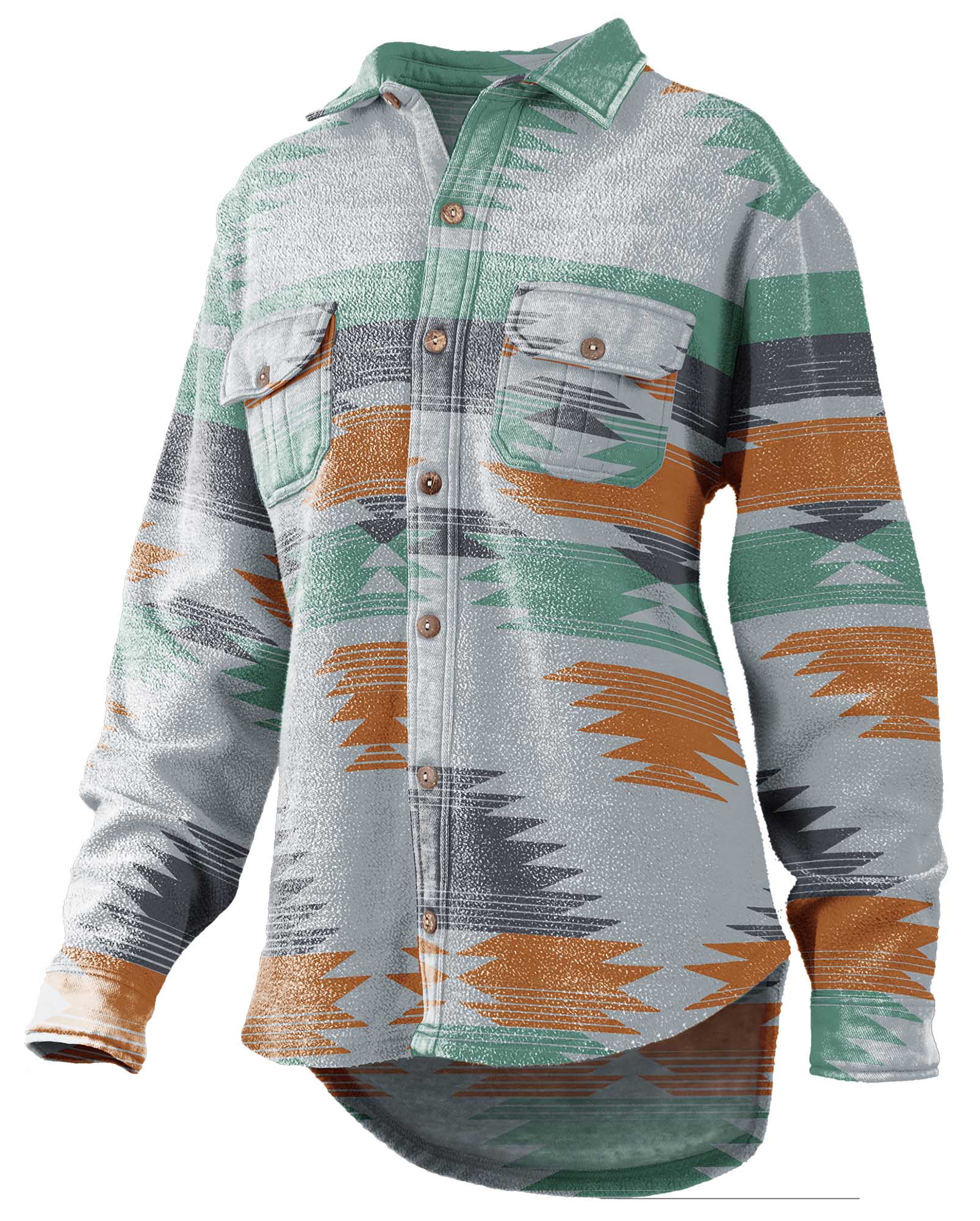 Turnrows Women's Aztec Reversed Fleece Shacket - Pet's Shop