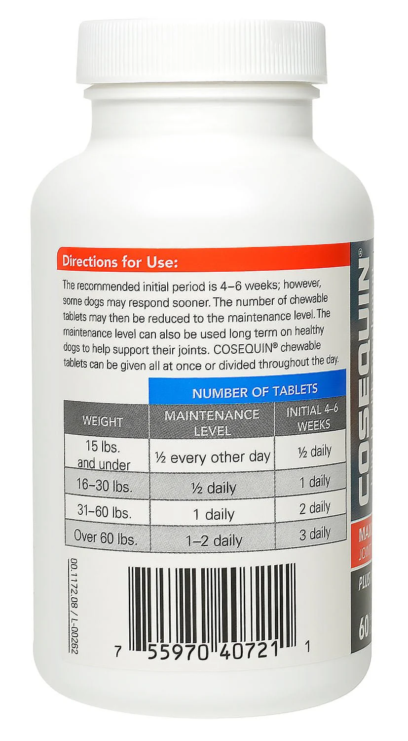 Nutramax Cosequin Maximum Strength Joint Health Plus MSM Supplement for Dogs, Chewable Tablets - Pet's Shop