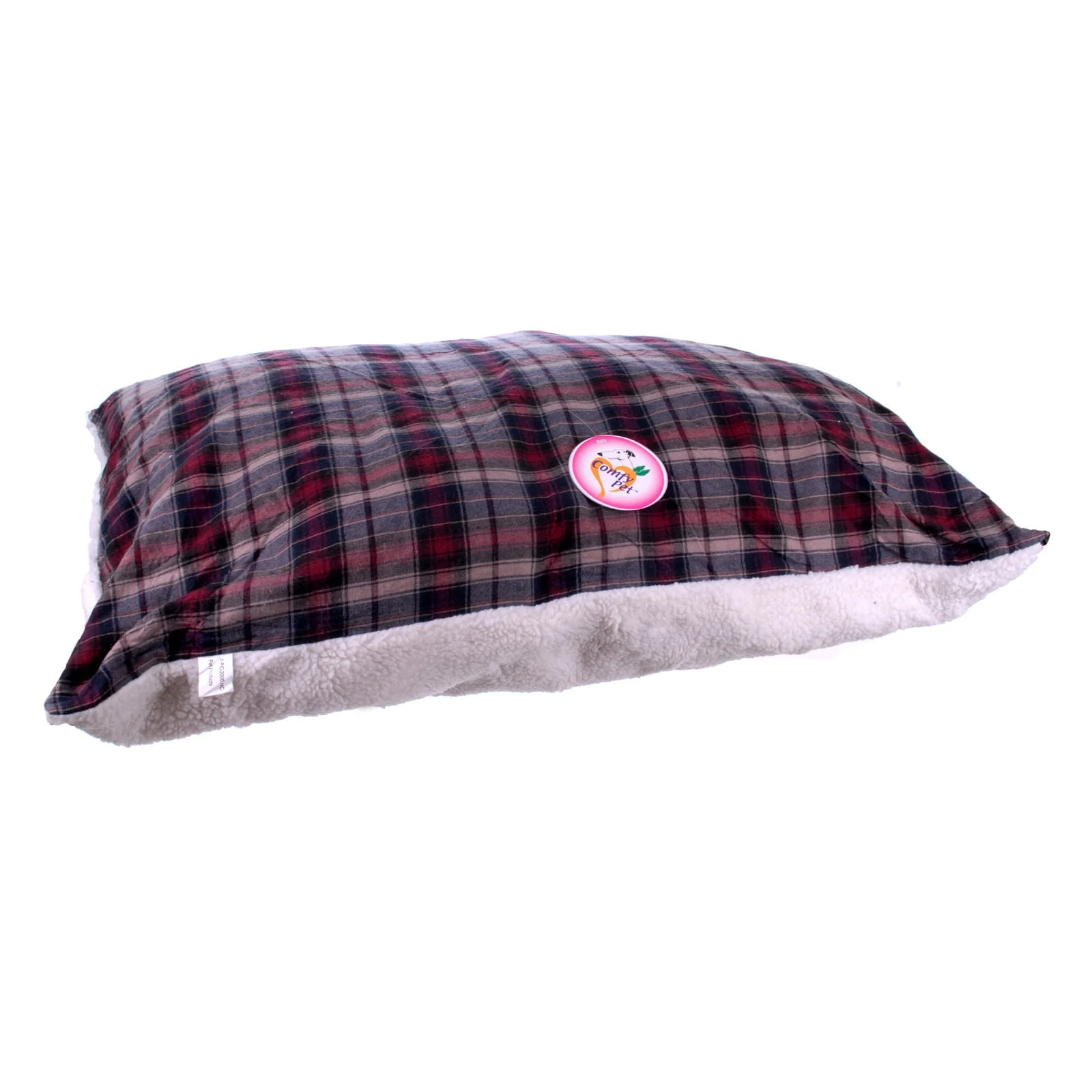 Flannel Sherpa Bed, Burgundy Plaid - Pet's Shop