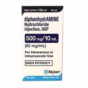 Rx Diphenhyrdramine (Generic) Injection for Dogs & Cats, 50mg/ml x 10mL - Pet's Shop