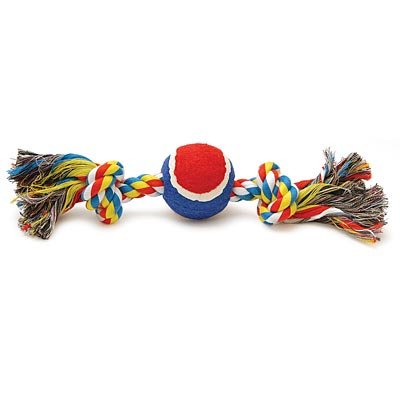 Multi-Colored Rope Bone with Ball Dog Toy, 12