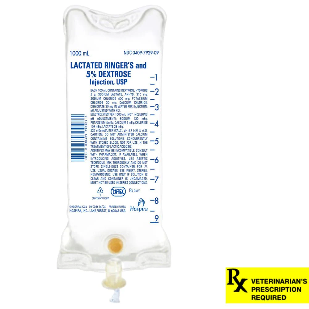 Rx Lactated Ringer's and 5% Dextrose Injection, 1000ml - Pet's Shop