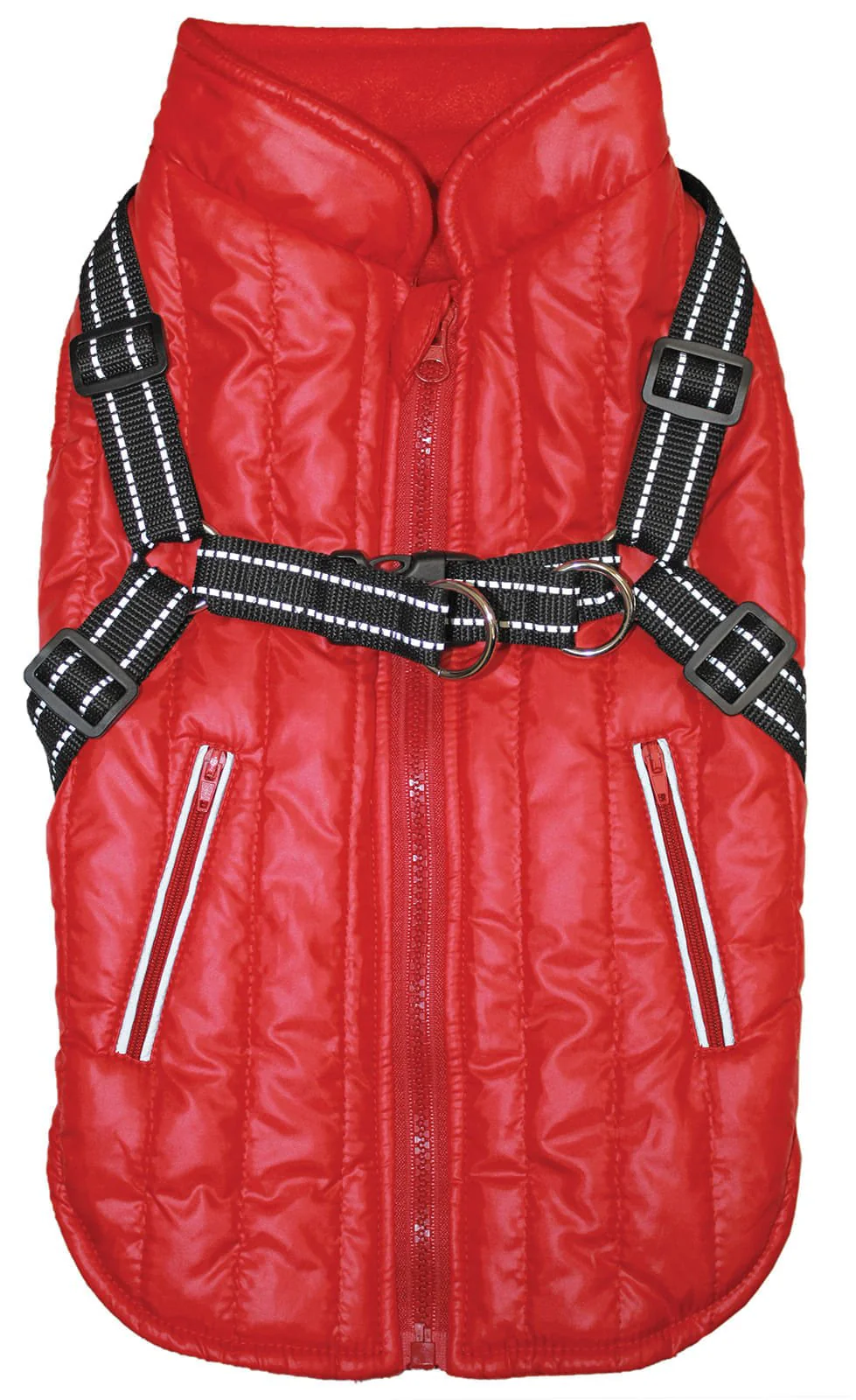 Fleece-Lined Puffy Parka Dog Jacket with Built-In Harness - Pet's Shop
