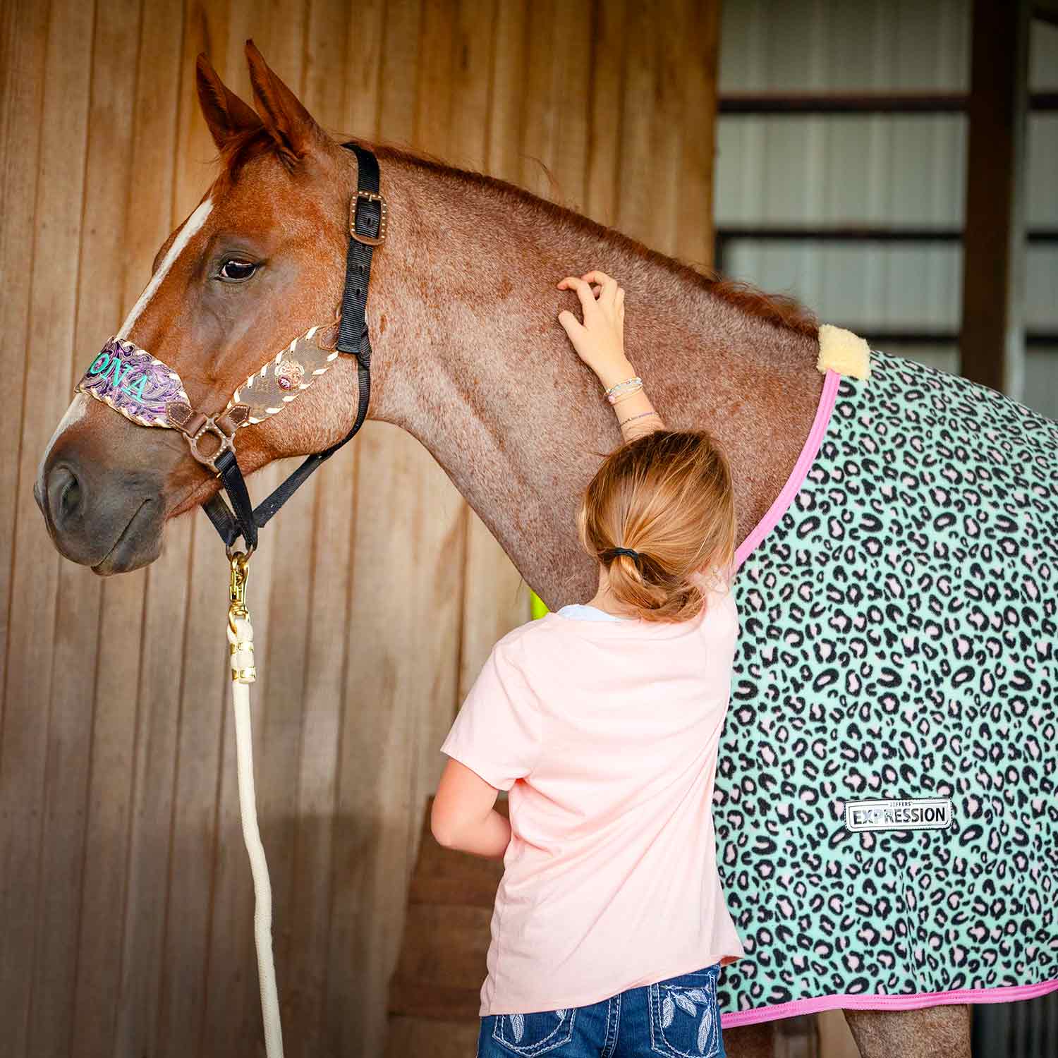Expression Standard Neck Fleece Horse Cooler, Party Cheetah - Pet's Shop
