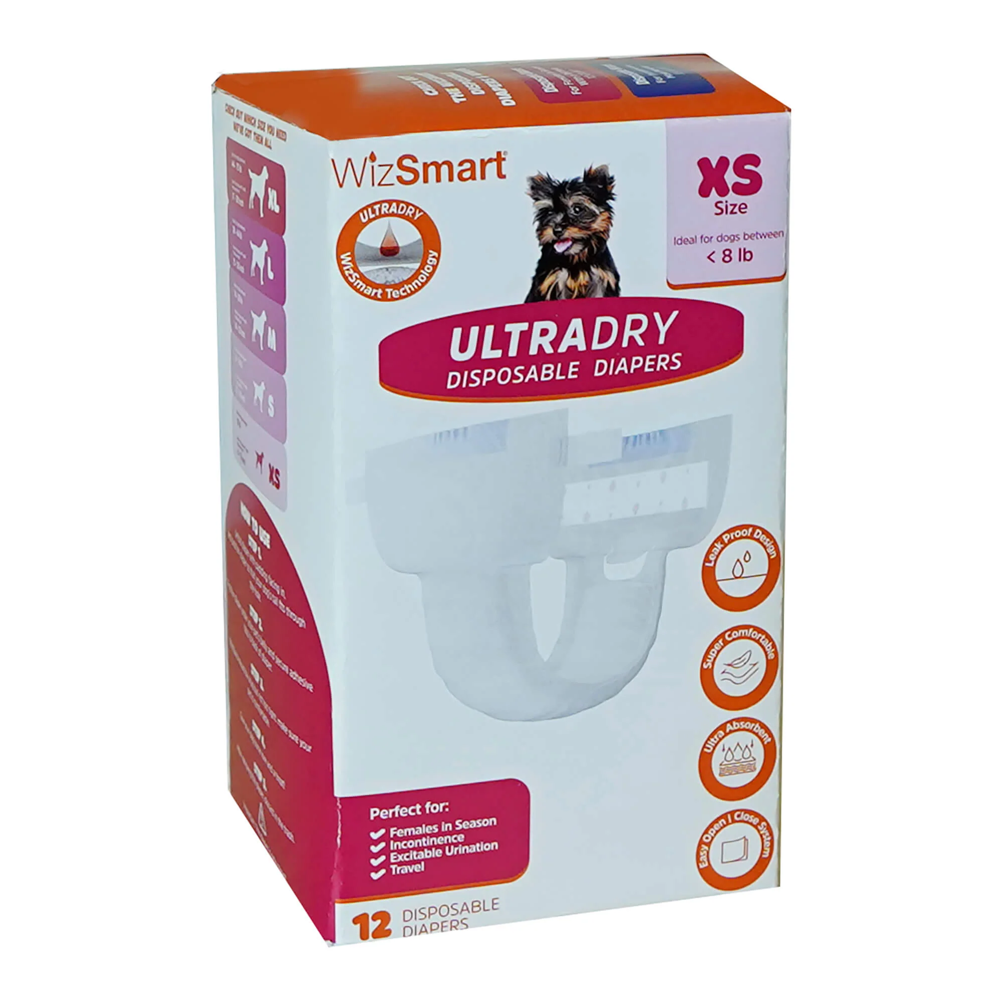 WizSmart UltraDry Disposable Diapers, 12 ct - Pet's Shop