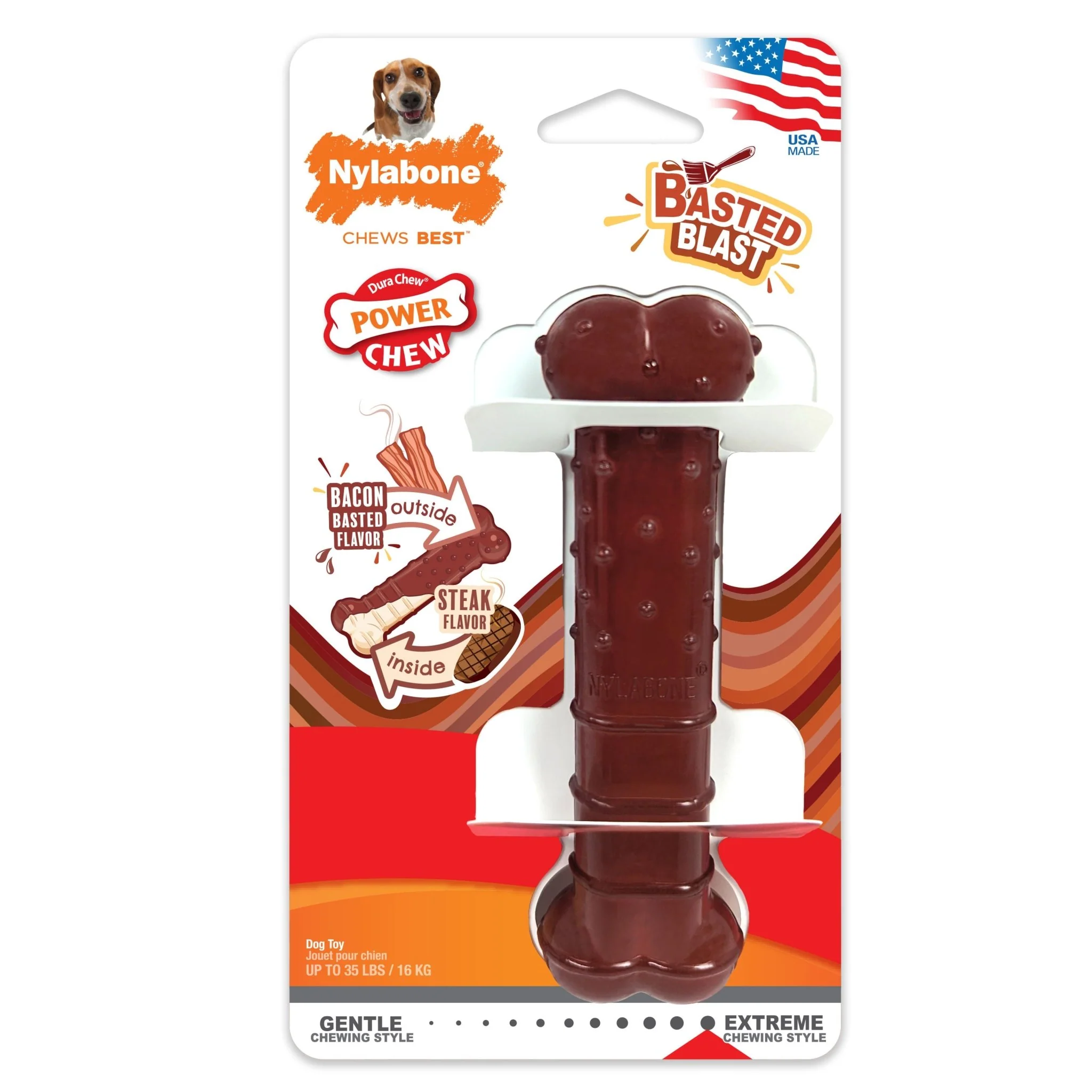 Basted Blast Dual Flavored Power Chew, Bacon Basted Steak - Pet's Shop