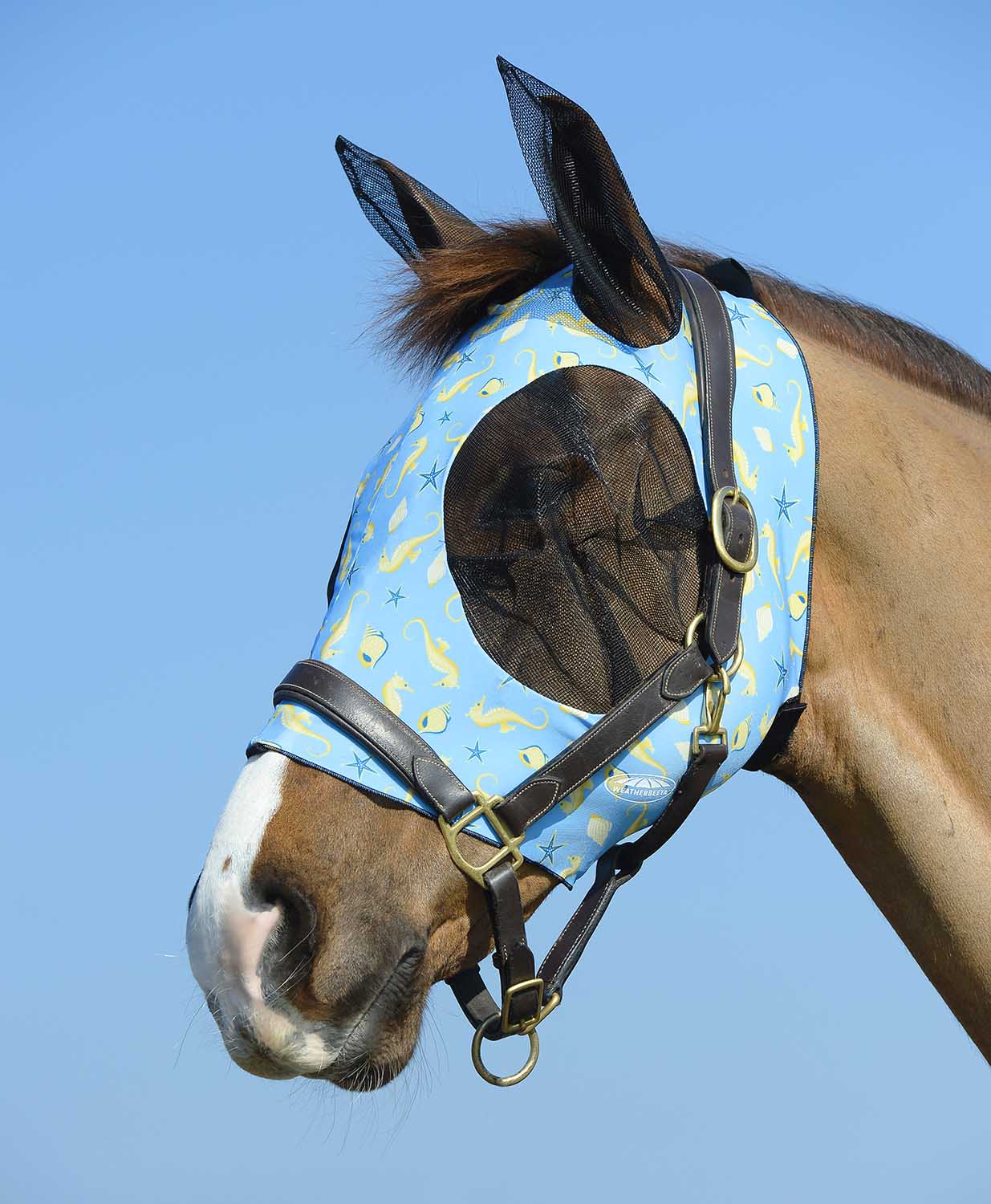 Weatherbeeta Stretch Bug Eye Saver Horse Fly Mask with Ears, Seahorse - Pet's Shop
