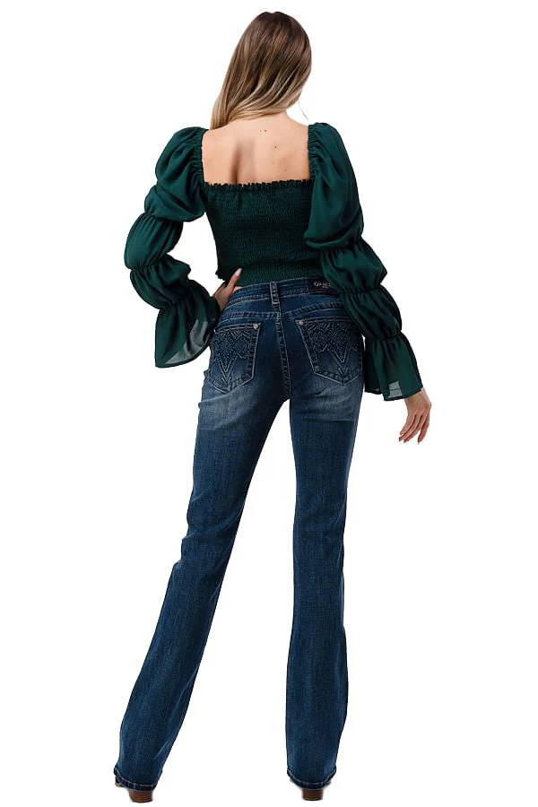 Grace in LA 3D Aztec Mid Rise Bootcut Jeans - Pet's Shop