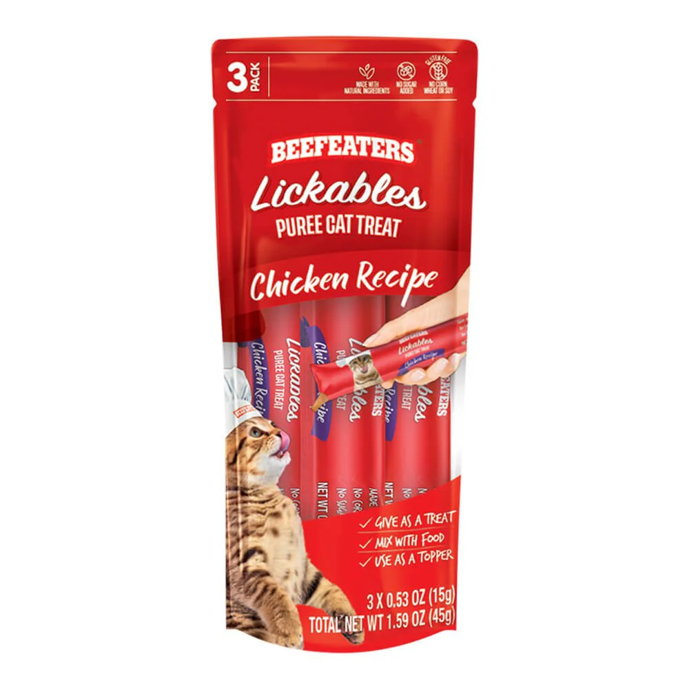 Beefeaters Lickables Puree Cat Treat, 3 ct, Case of 12 - Pet's Shop