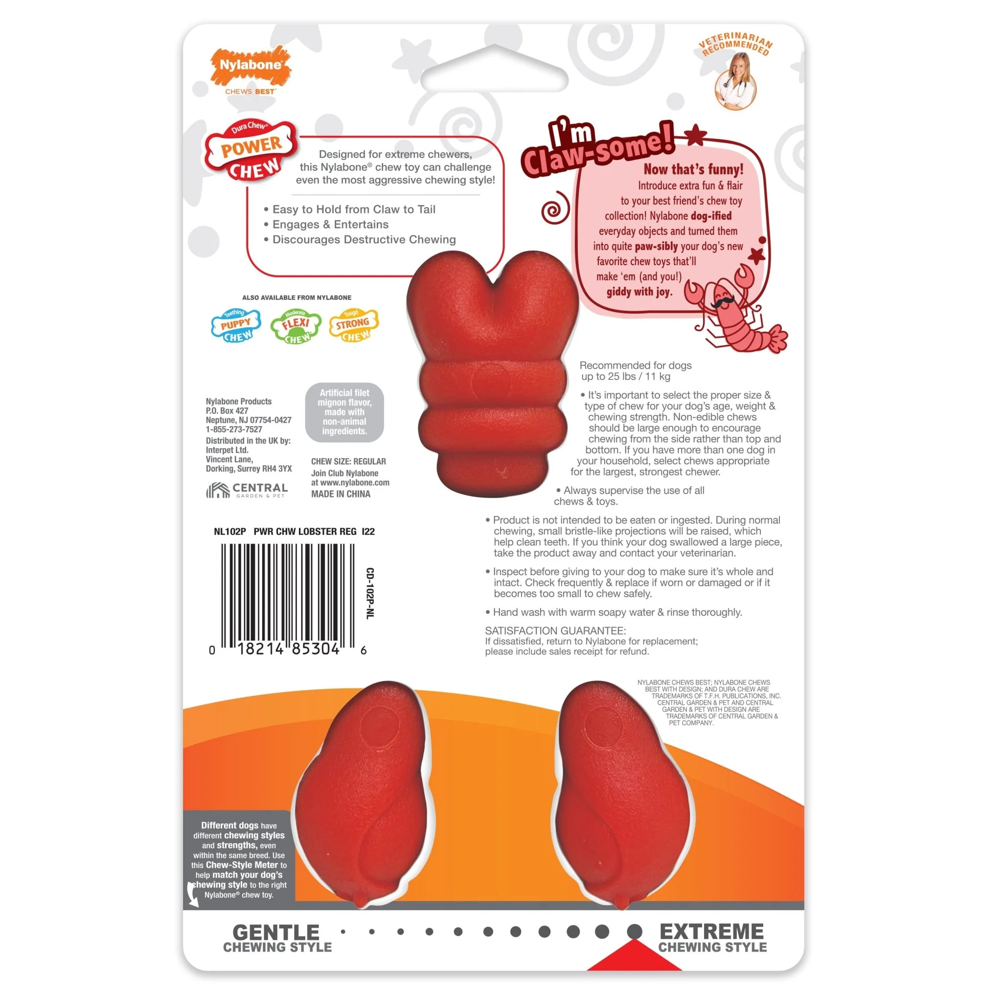 Power Chew Lobster Dog Toy, Filet Mignon - Pet's Shop