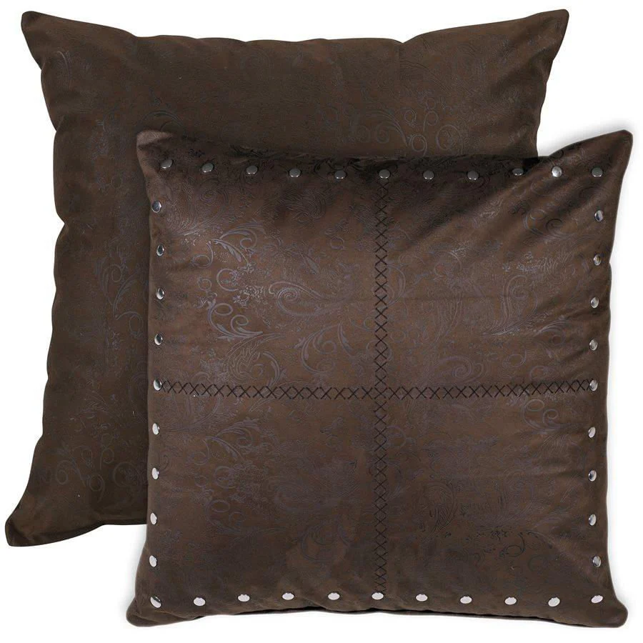 Tucson Chocolate Studded Reversible Faux Leather Euro Sham - Pet's Shop