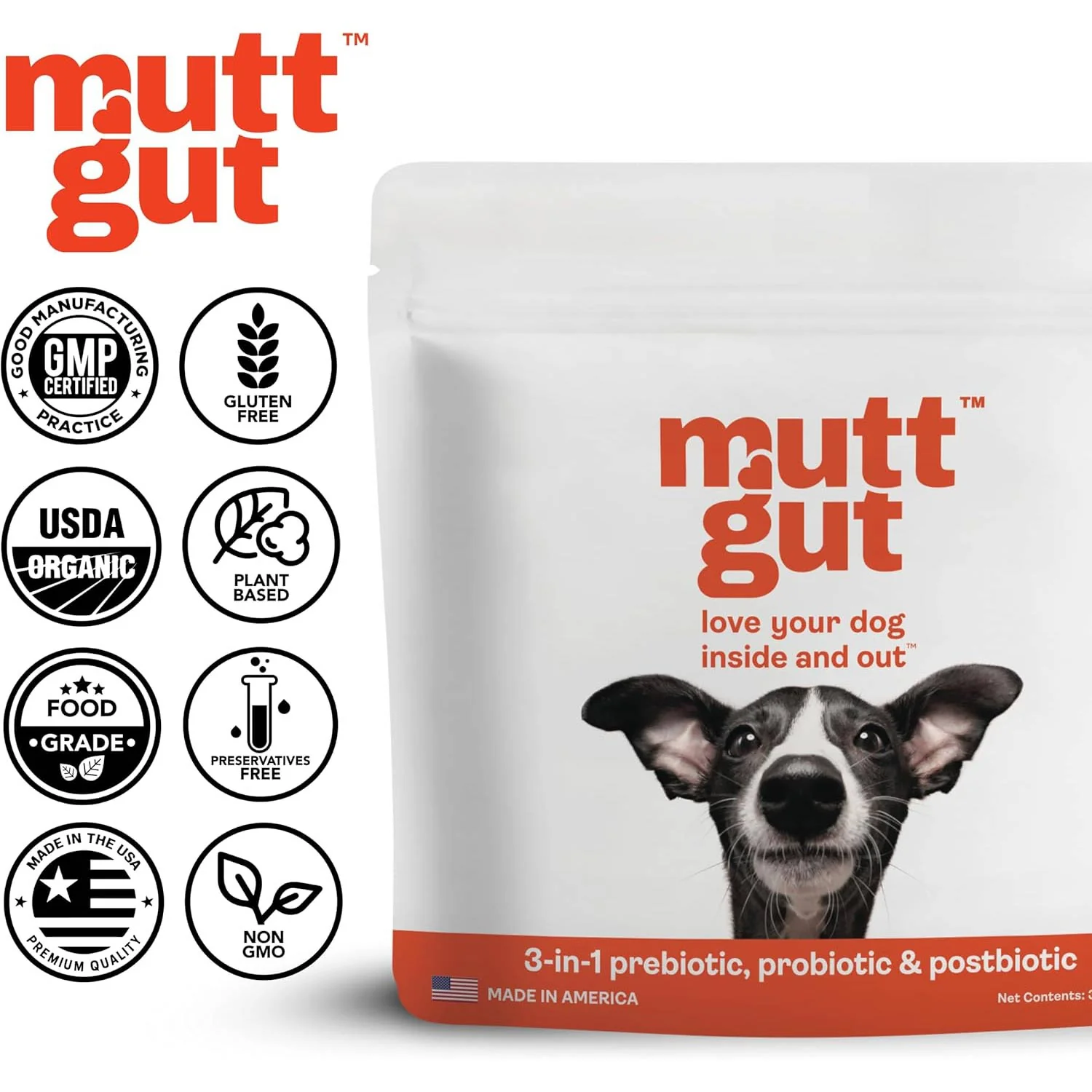 Mutt Gut 3-in-1 Pre + Pro + Postbiotic Supplement for Dogs - Pet's Shop