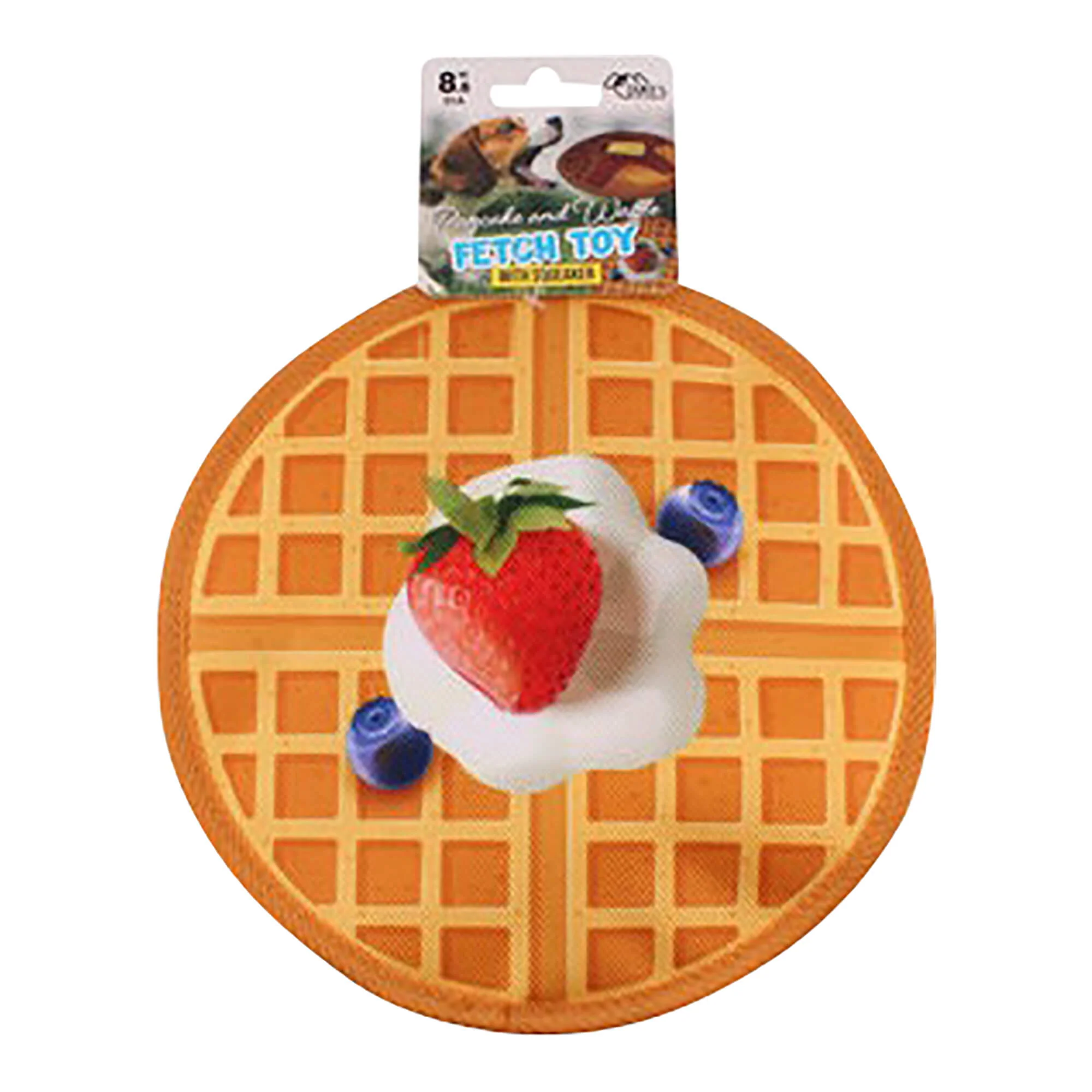 Pancake and Waffle Flying Dog Fetch Toy with Squeaker, Assorted , 8.6