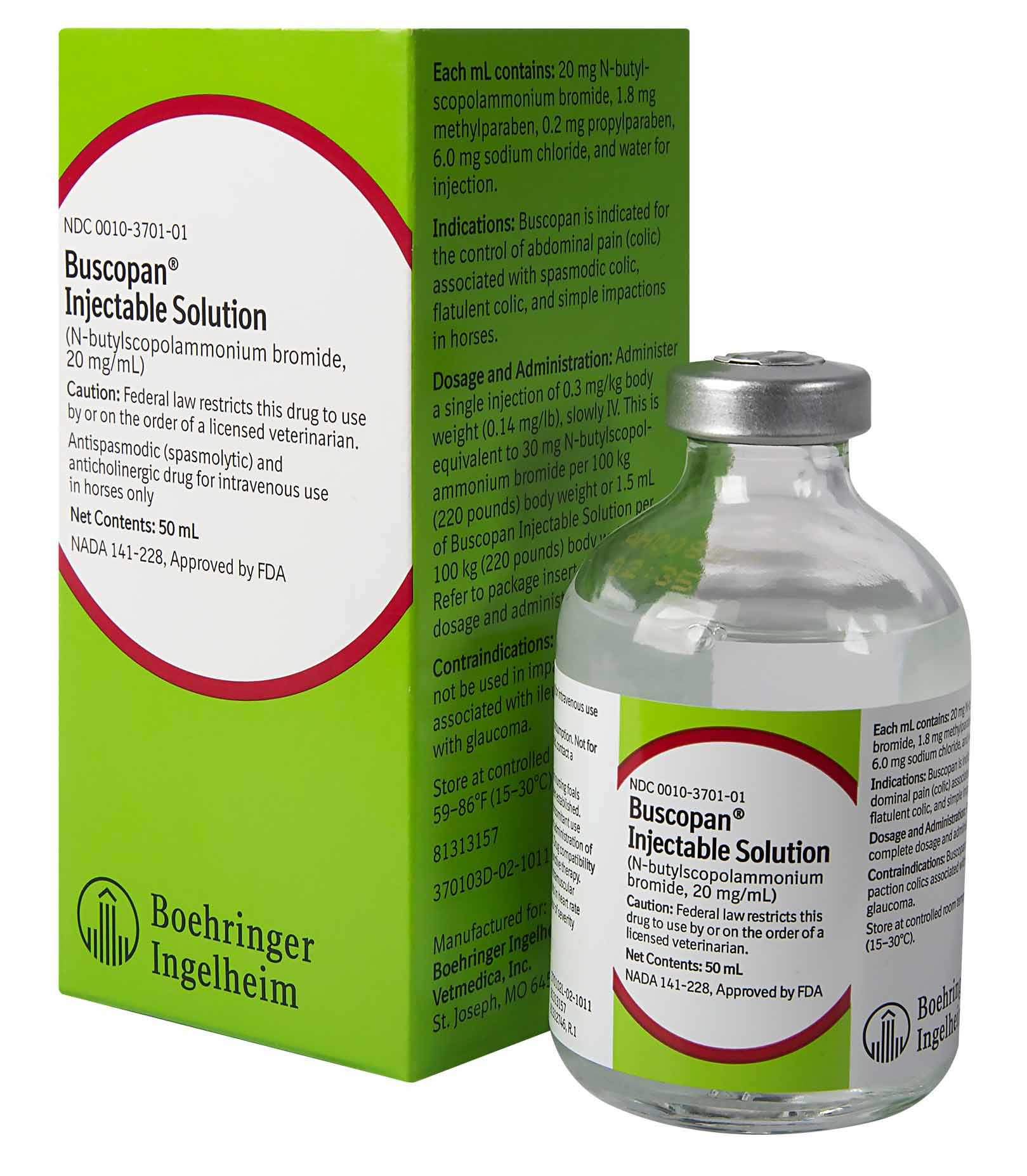 Rx Buscopan Injectable Solution for Horses, 50 mL - Pet's Shop