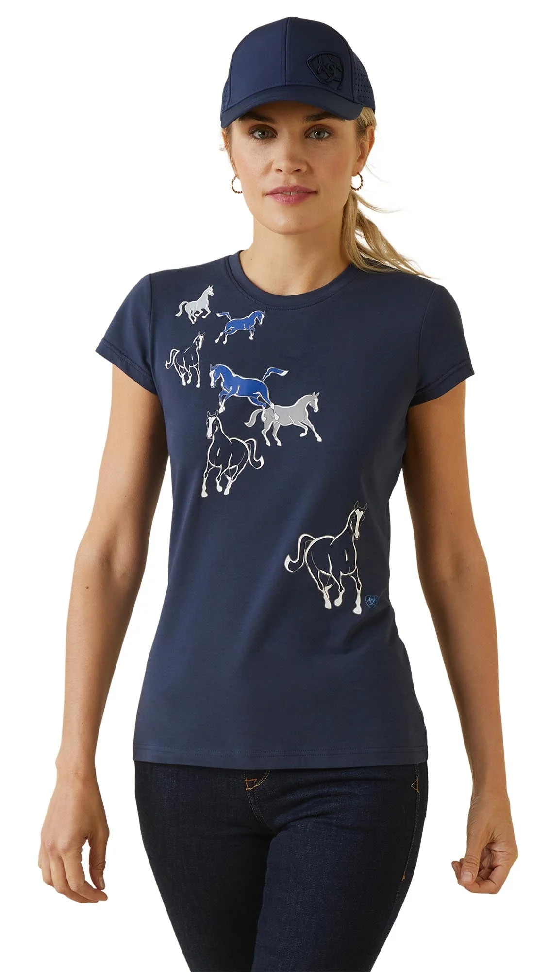Ariat Women's Frolic T-Shirt, Navy - Pet's Shop