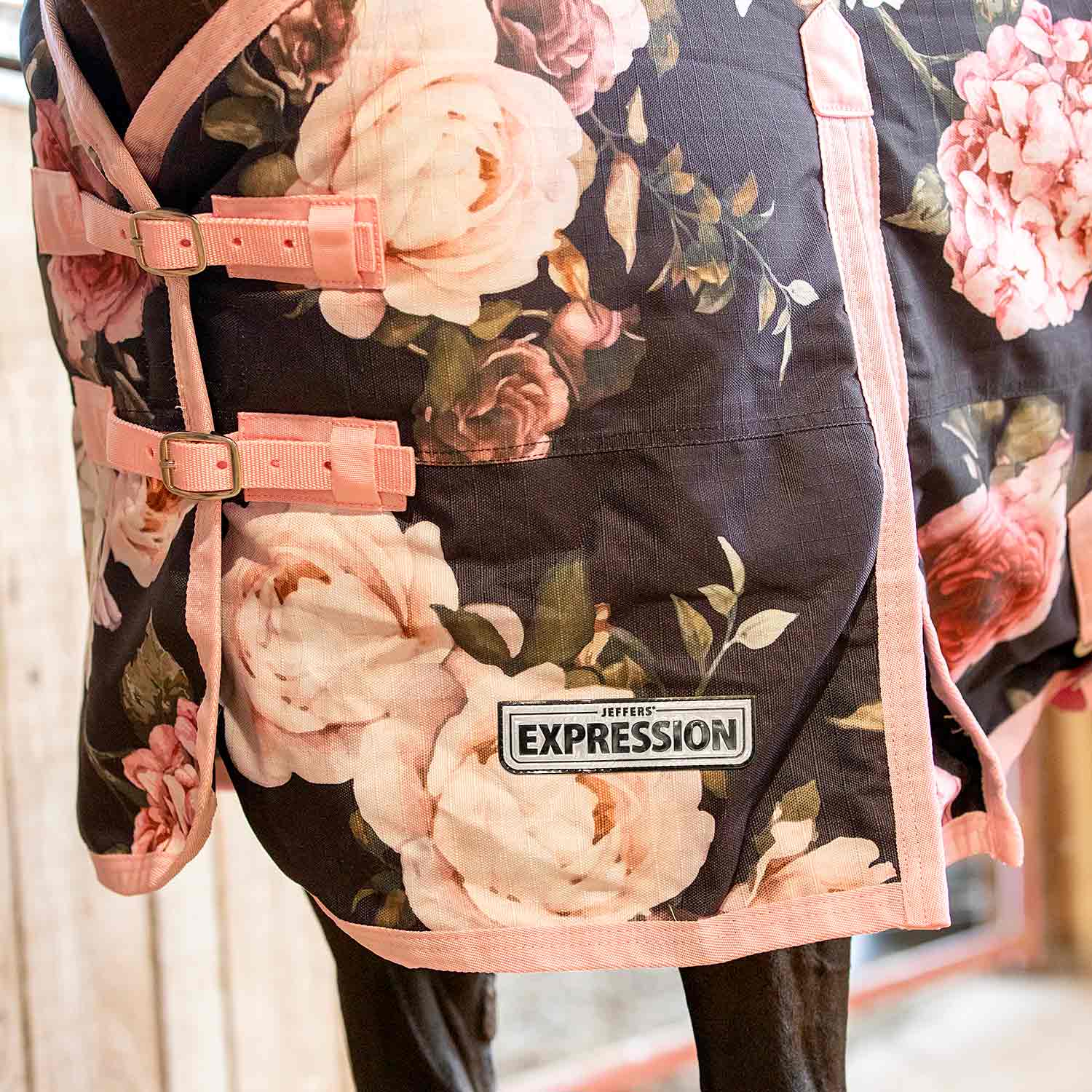 Expression 1200 Denier Standard Neck Turnout Blanket, 240 Gram, Rose Garden - Pet's Shop