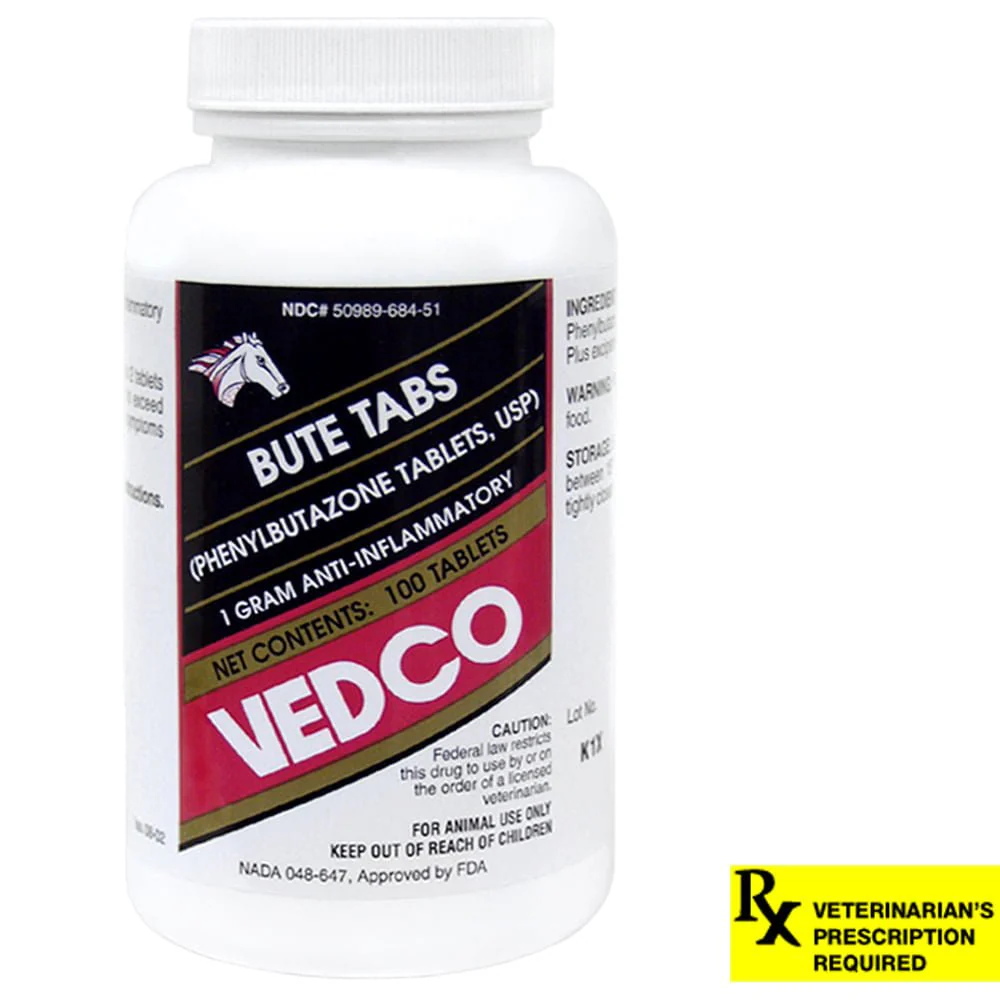 Rx Bute Tabs (phenylbutazone tablet, USP) for Horses, 1 gm x 100 tablets - Pet's Shop