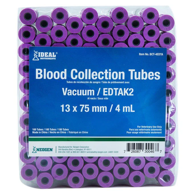Ideal Blood Collection Vacuum Tubes, Lavender, 4mL, 100 ct - Pet's Shop
