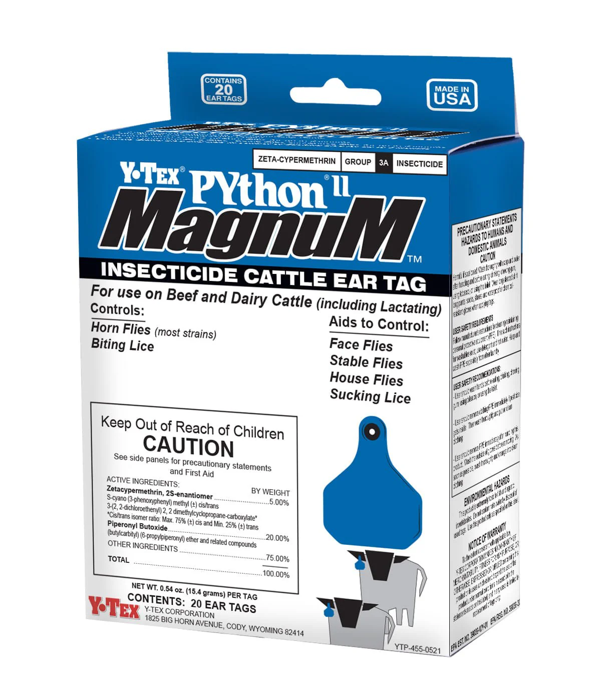 Python II Magnum Insecticide Cattle Ear Tags, 20 pack - Pet's Shop