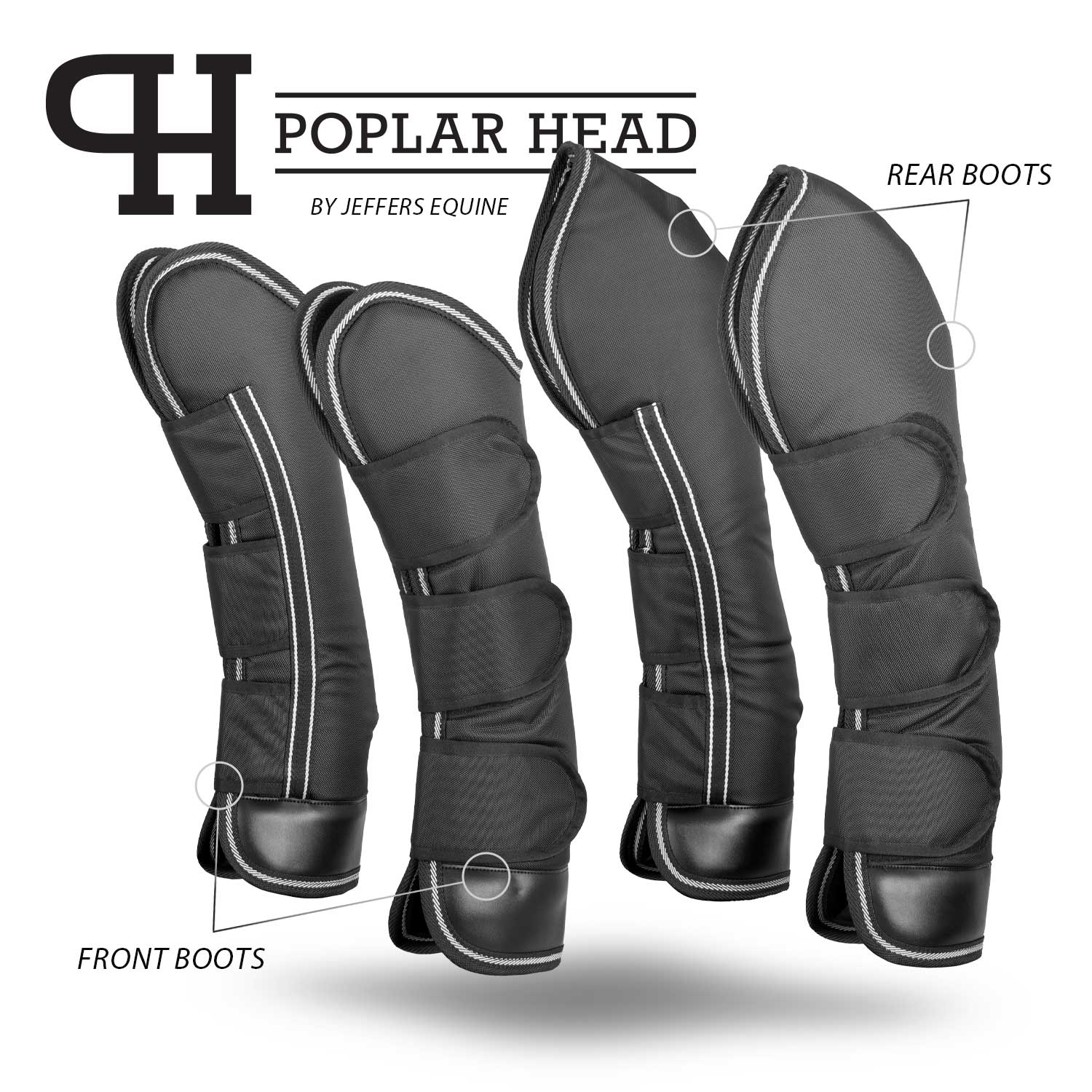 Poplar Head Horse Shipping Boots 4-Pack w/ Carry Bag - Pet's Shop