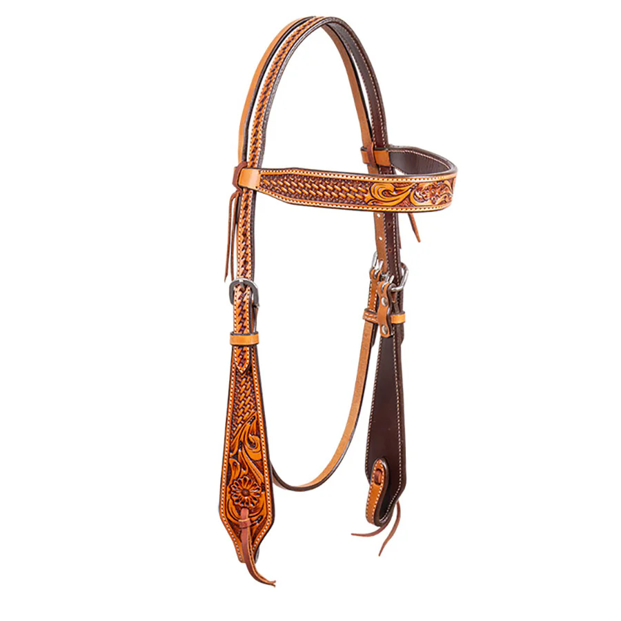 Cody Pro Floral & Basketweave Tooled Browband Headstall - Pet's Shop