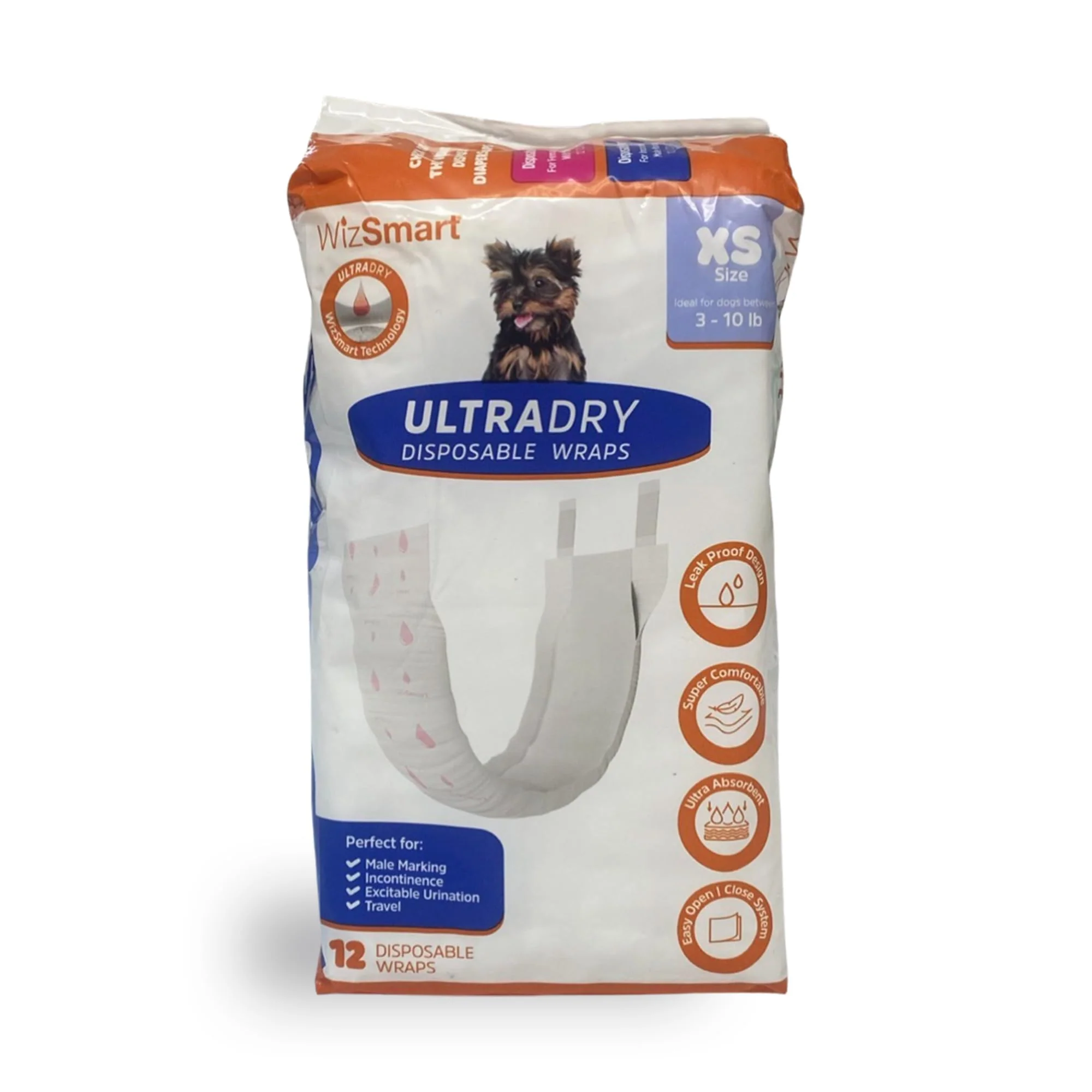 WizSmart UltraDry Male Wraps, 12 ct - Pet's Shop