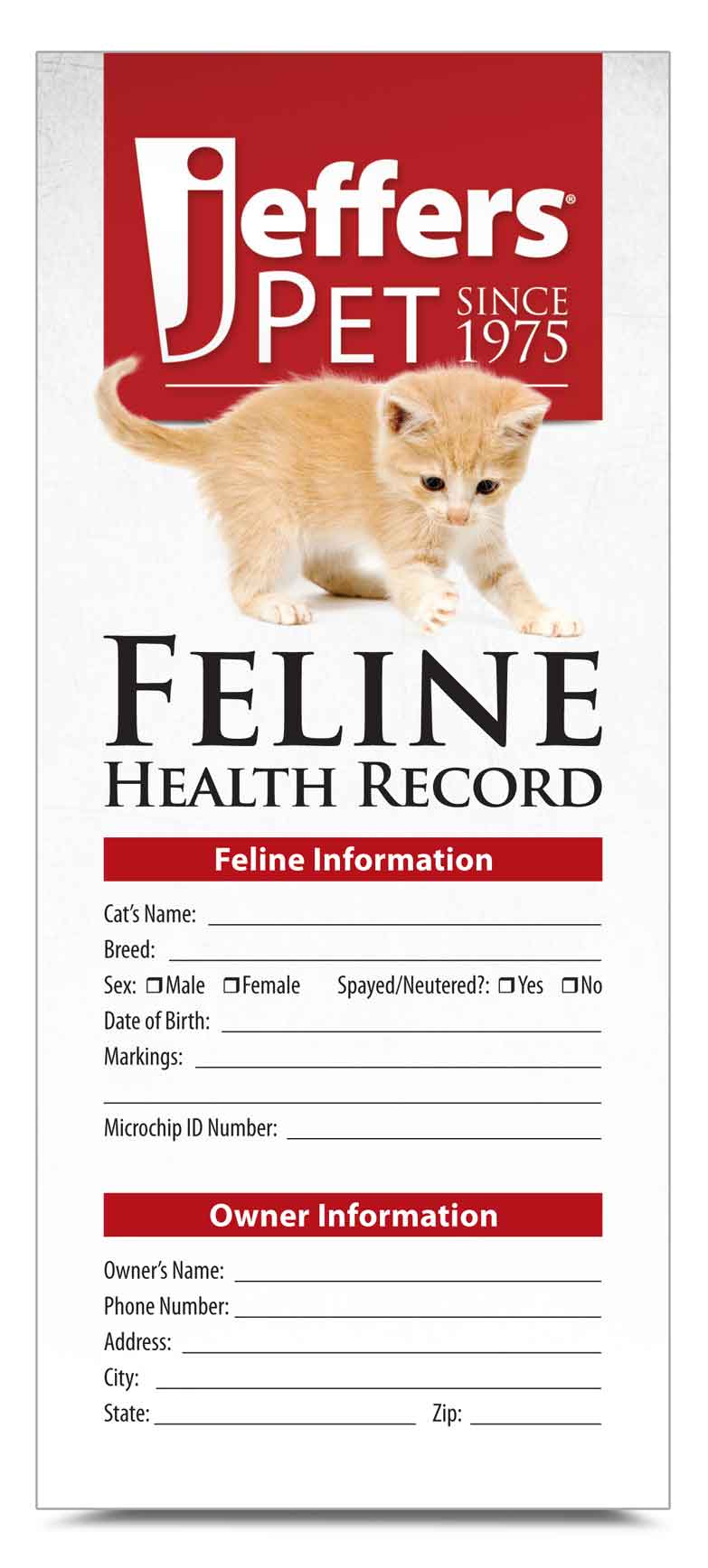 Cat Health Records, 10 pk - Pet's Shop