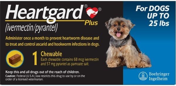 Rx Heartgard Plus (ivermectin/pyrantel) Chewable for Dogs, 1 Month - Pet's Shop
