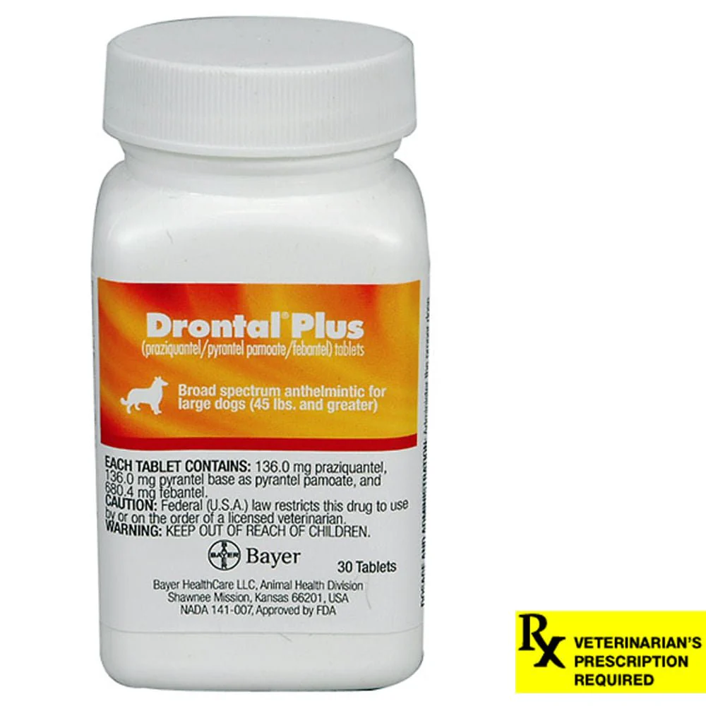 Rx Drontal Plus (praziquantel/pyrantel pamoate/febantel) Broad Spectrum Anthelmintic for Dogs - Pet's Shop