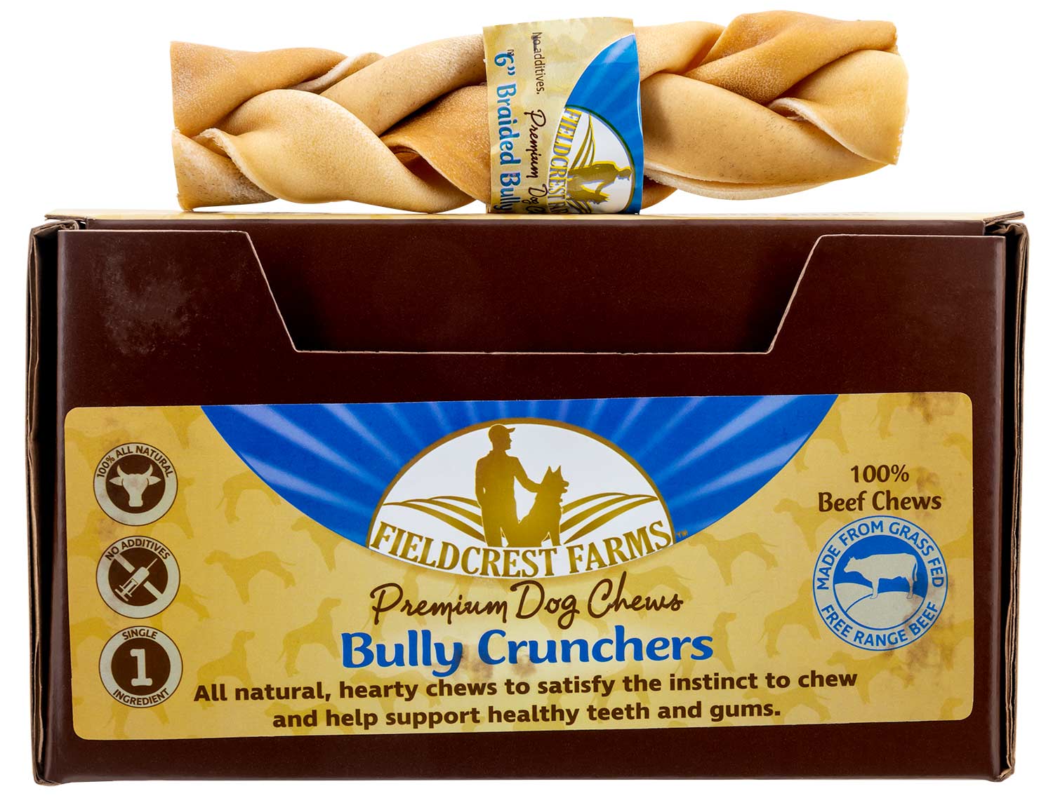 Braided Bully Crunchers Bully Stick Dog Treats, 6