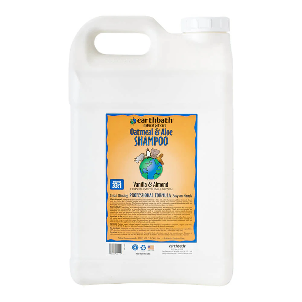 EARTHBATH Oatmeal & Aloe Shampoo, Vanilla Almond Scent - 320 oz (2.5 Gal) - Pet's Shop