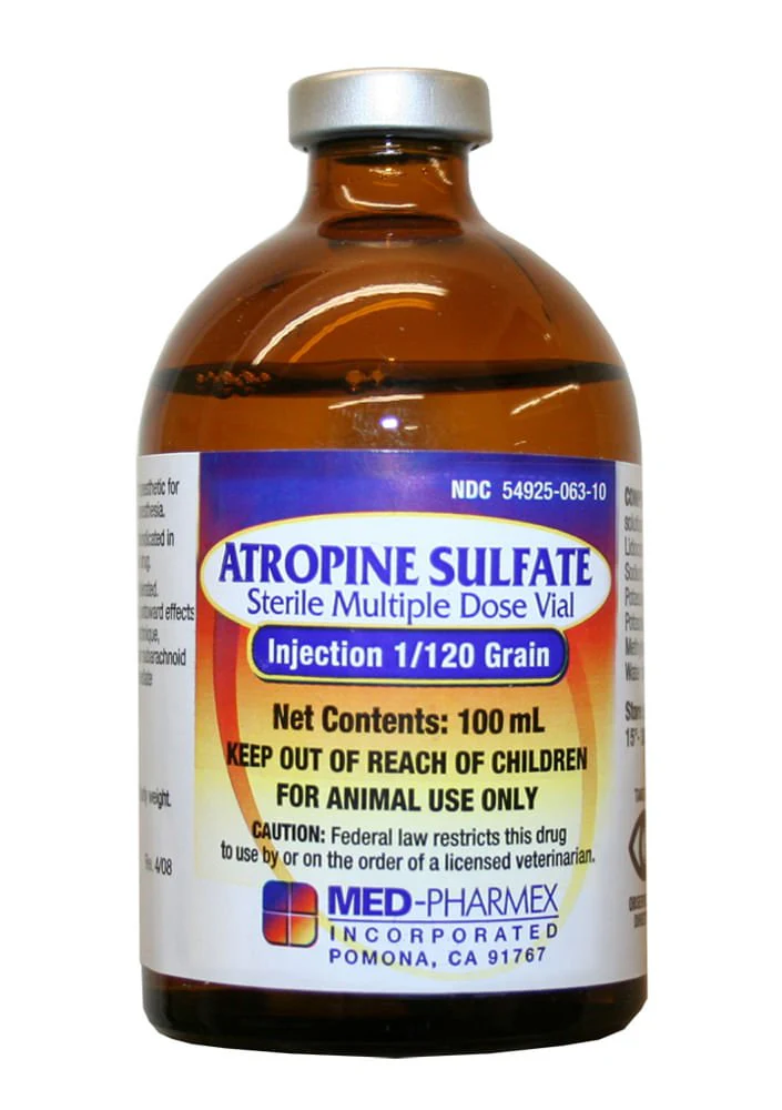Rx Atropine Sulfate Inj, 1/120 grain 100 ml - Pet's Shop