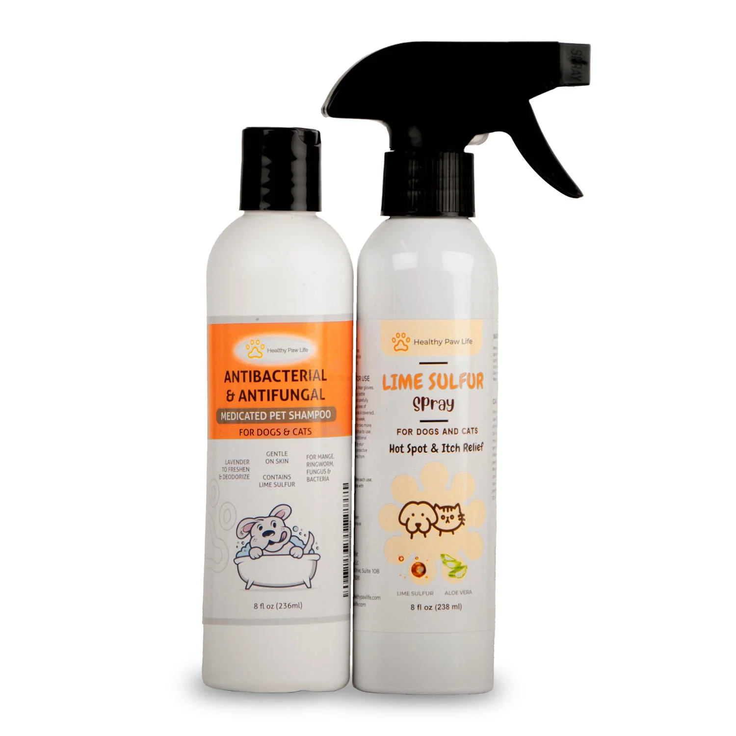 Healthy Paw Life's Bundle of Lime Sulfur Spray (8 fl oz) and Lime Sulfur Shampoo (8 fl oz) - Pet's Shop