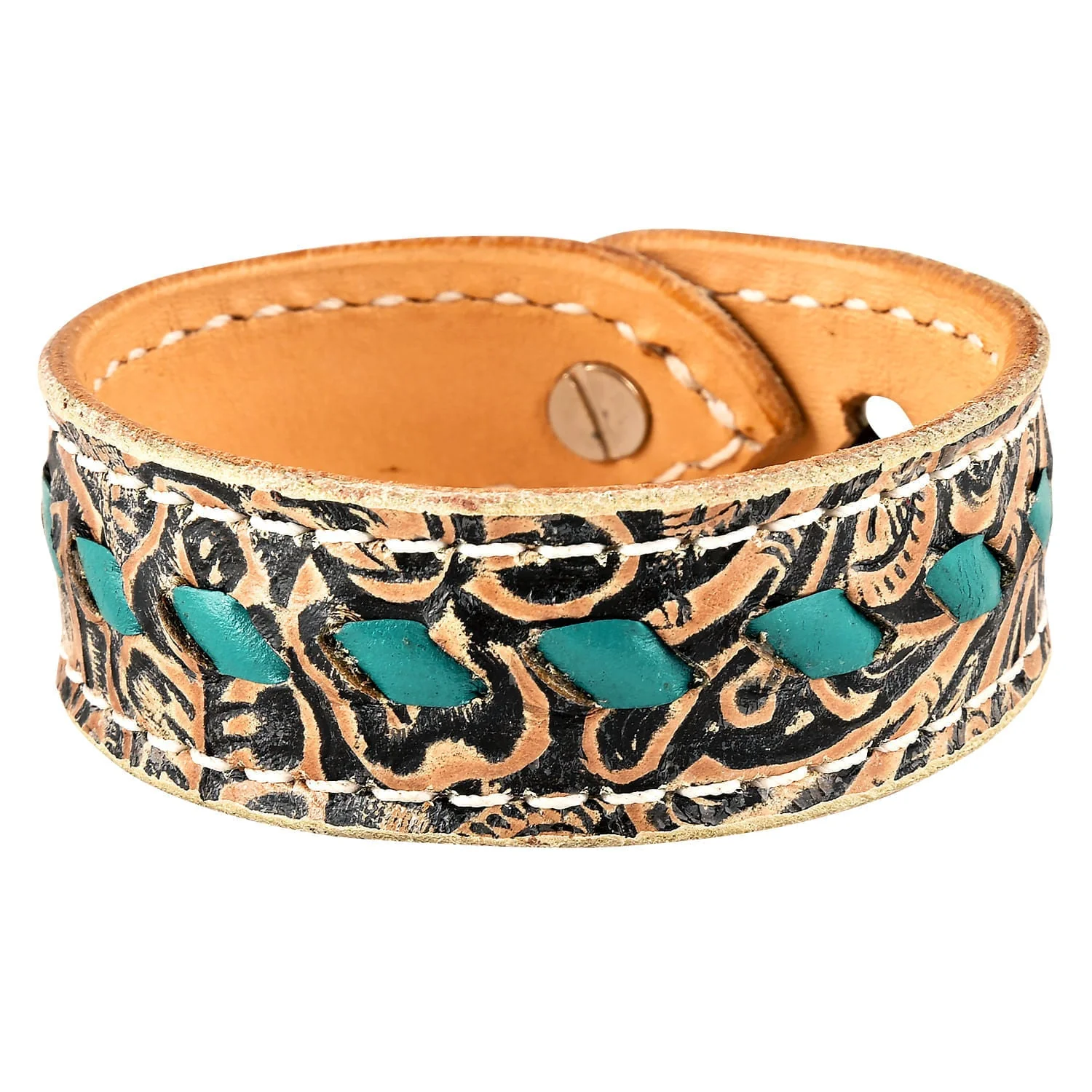 Buckstitch Bracelet, Two-Tone Floral & Turquoise - Pet's Shop