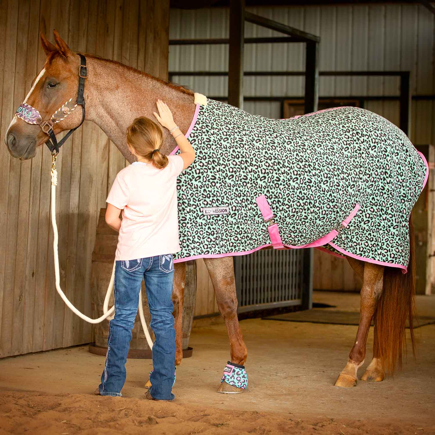 Expression Standard Neck Fleece Horse Cooler, Party Cheetah - Pet's Shop