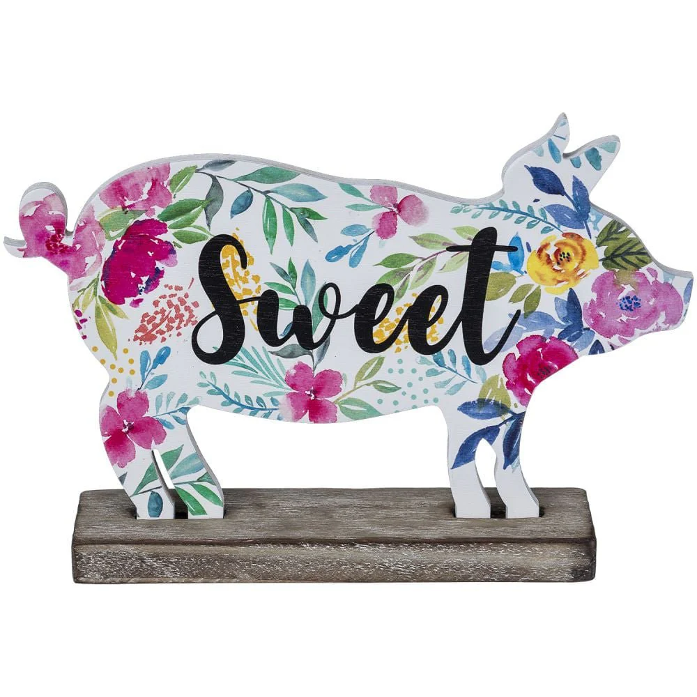 Floral Farm Pig Tabletop Decor - Pet's Shop