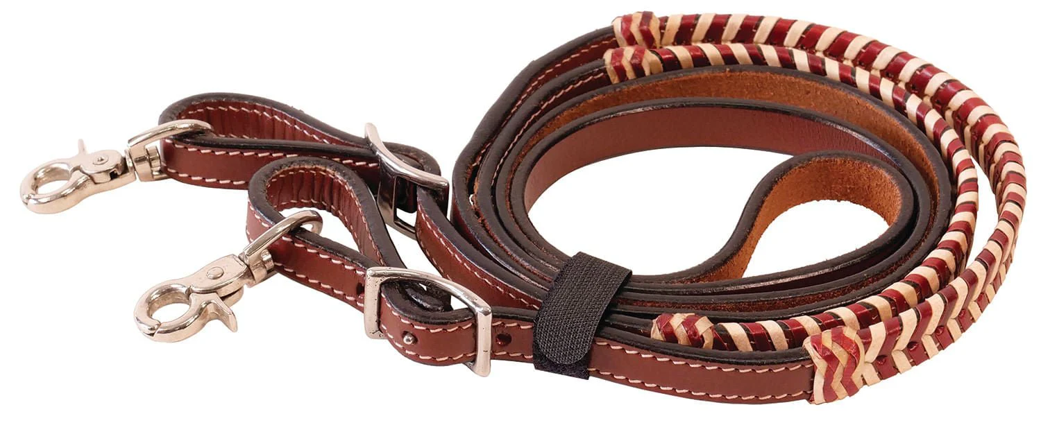 Brown Rawhide Laced Roping Rein, 7' - Pet's Shop