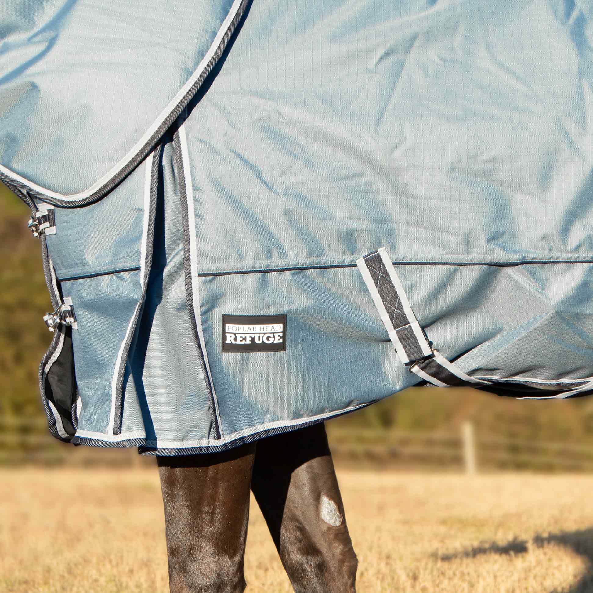 Poplar Head Refuge 1200 Denier Turnout Blanket with Detachable Neck, 240 Gram, Hamilton Blue - Pet's Shop