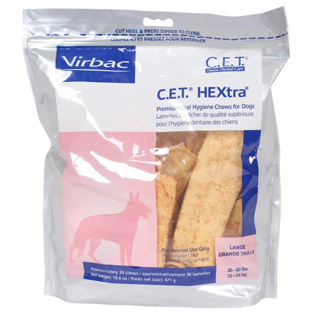 Virbac C.E.T. HEXtra Premium Dental Oral Hygiene Chews for Dogs, 30 ct - Pet's Shop