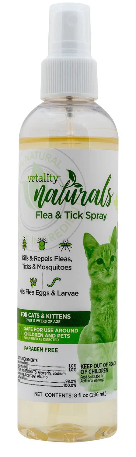 Vetality Naturals Flea & Tick Spray for Cats, 8 oz - Pet's Shop