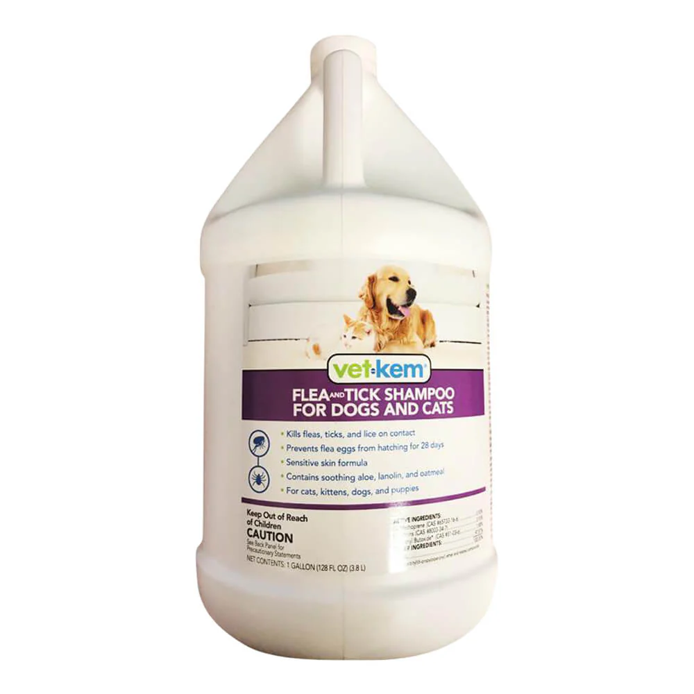 Vet-Kem Flea & Tick Shampoo for Dogs & Cats, Gallon - Pet's Shop