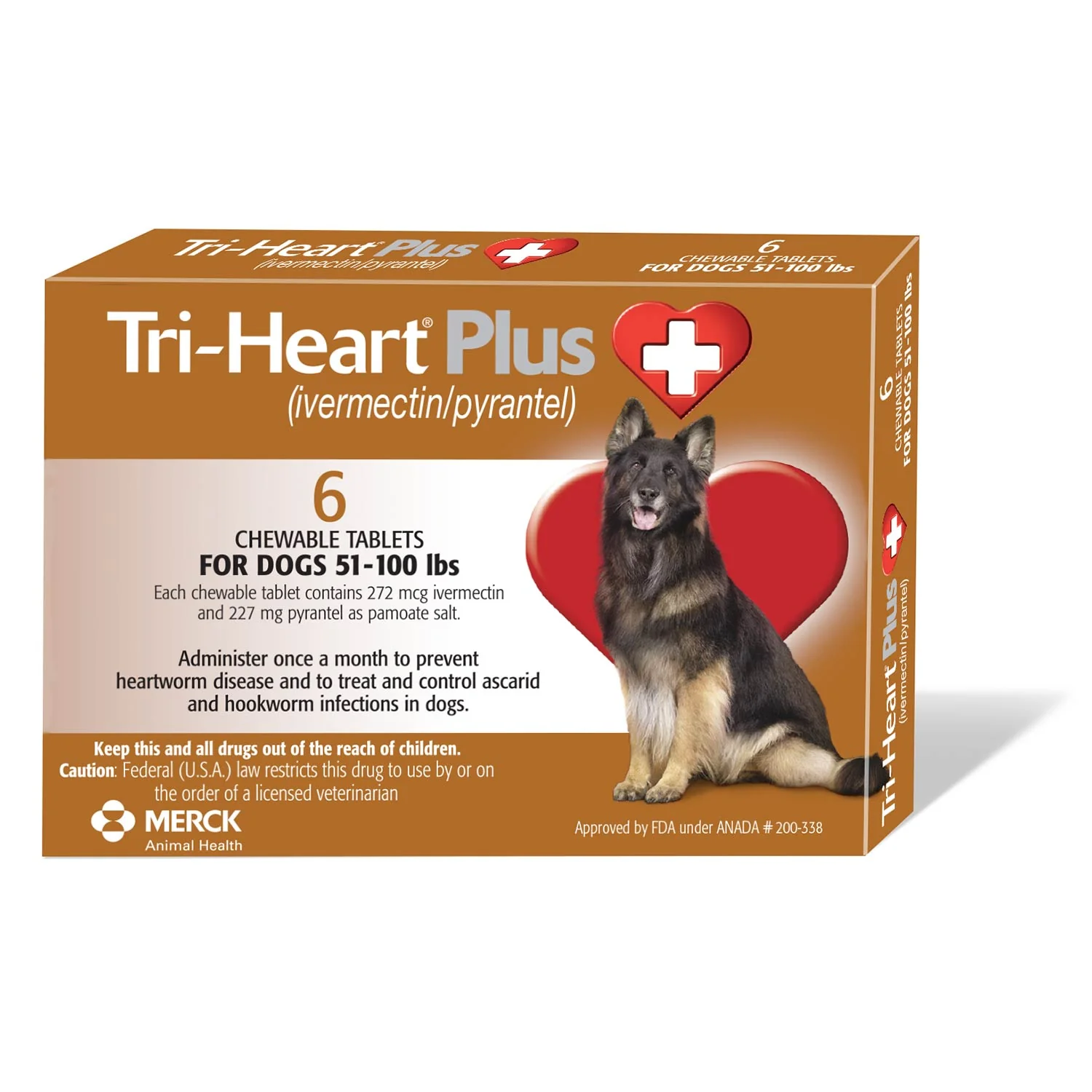 Rx Tri-Heart Plus Chewable Tablets for Dogs, 6 count - Pet's Shop