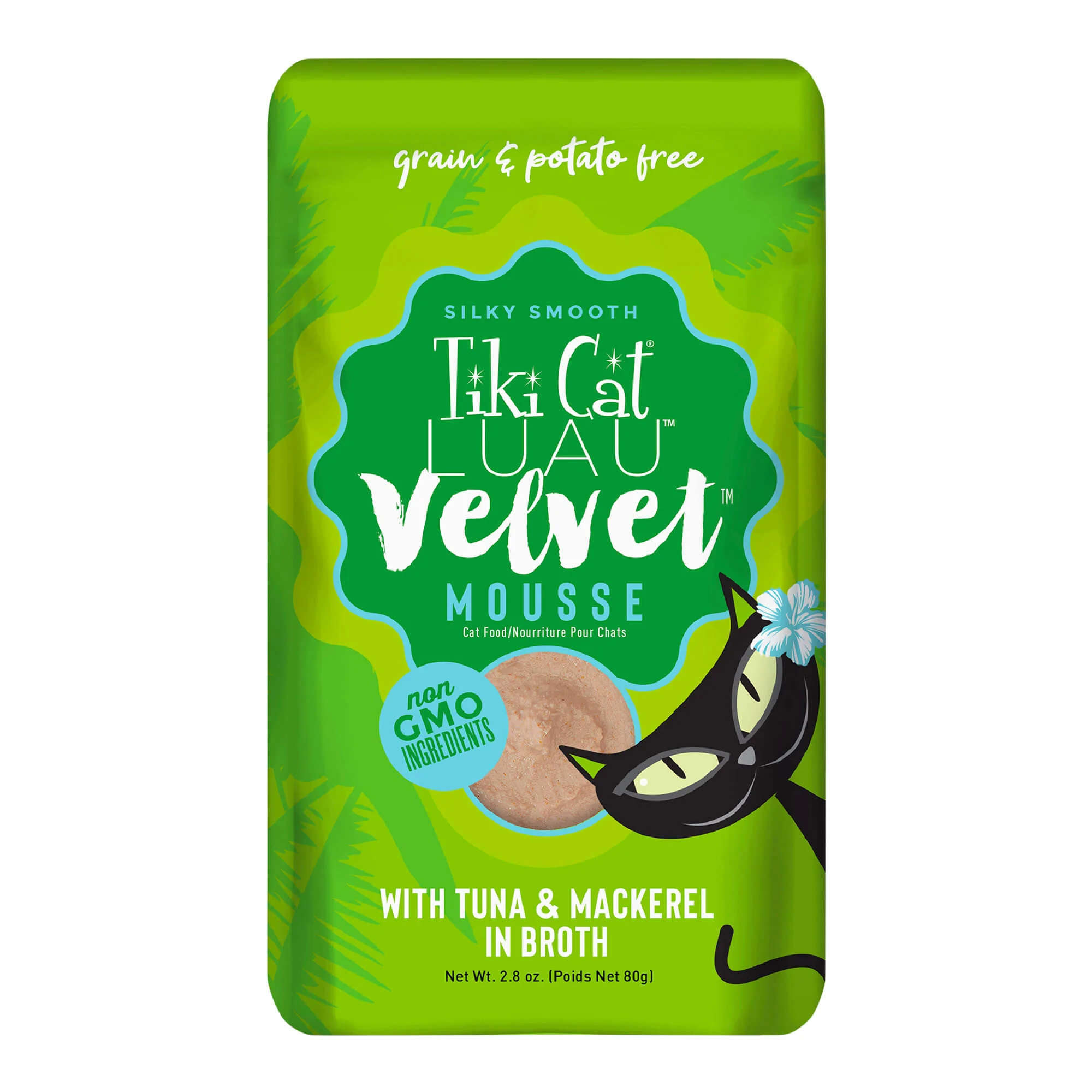 Tiki Cat Luau Velvet Mousse Wet Cat Food, Tuna & Mackerel, 2.8 oz Pouch, 12 ct - Pet's Shop