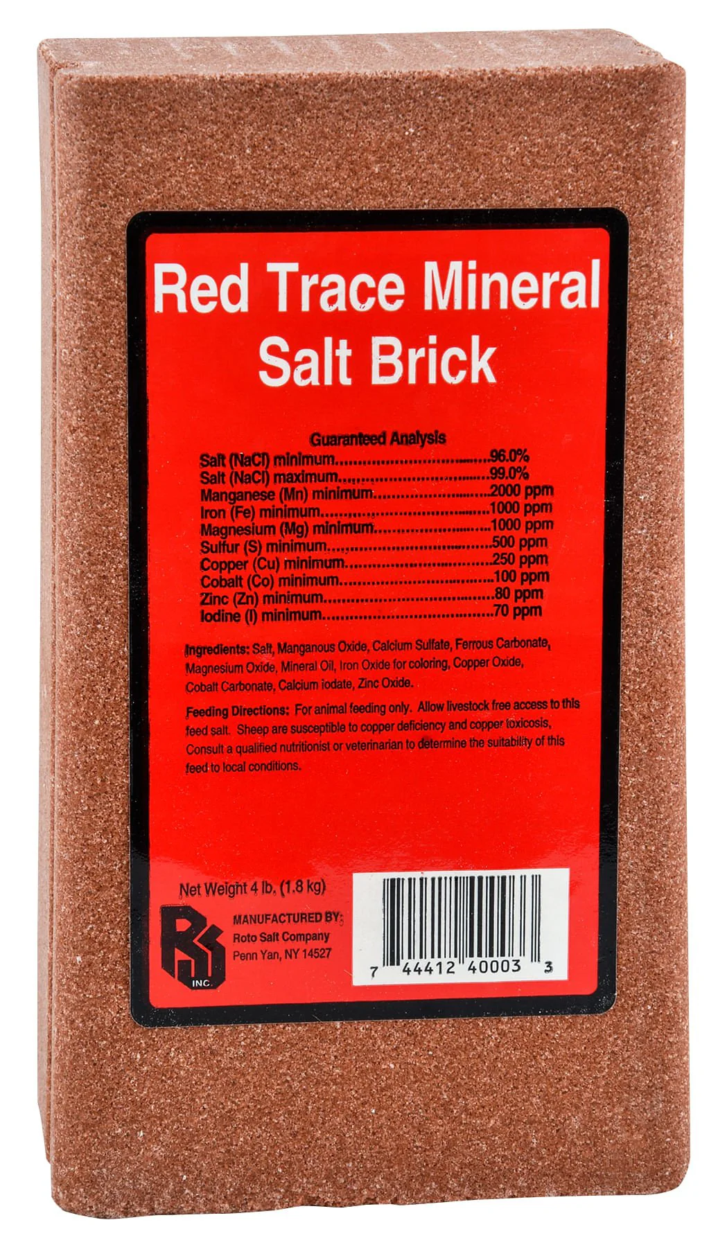 Red Trace Mineral Salt Brick for Horses, Cattle & Large Animals - Pet's Shop