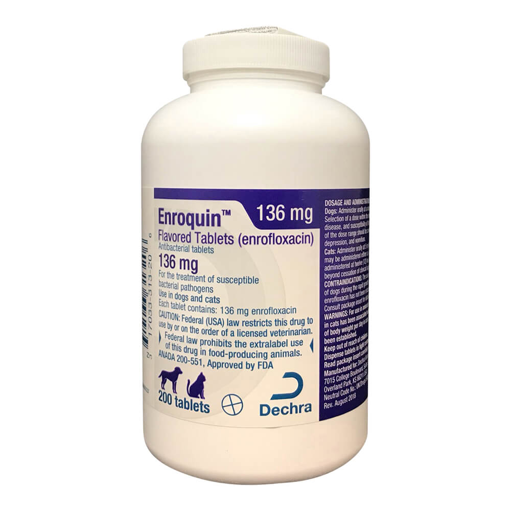 Rx Enroquin (enrofloxacin) Tablets for Dogs and Cats - Pet's Shop